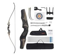 VEVOR Recurve Bow and Arrows Kit, 60 inch Wooden Takedown Bows, Right Handed Ergonomic Archery Recurve Bow Package, Longbow for Outdoor Target Training Practice Hunting, Beginners to Advanced, 45 lbs