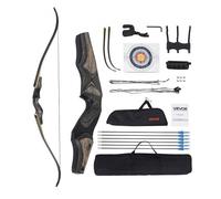 VEVOR Recurve Bow and Arrows Kit, 60 inch Wooden Takedown Bows, Right Handed Ergonomic Archery Recurve Bow Package, Longbow for Outdoor Target Training Practice Hunting, Beginners to Advanced, 35 lbs