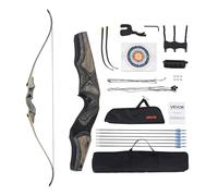 VEVOR Recurve Bow and Arrows Kit, 60 inch Wooden Takedown Bows, Right Handed Ergonomic Archery Recurve Bow Package, Longbow for Outdoor Target Training Practice Hunting, Beginners to Advanced, 45 lbs