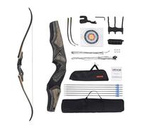 VEVOR Recurve Bow and Arrows Kit, 60 inch Wooden Takedown Bows, Right Handed Ergonomic Archery Recurve Bow Package, Longbow for Outdoor Target Training Practice Hunting, Beginners to Advanced, 50 lbs