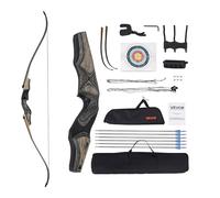 VEVOR Recurve Bow and Arrows Kit, 60 inch Wooden Takedown Bows, Right Handed Ergonomic Archery Recurve Bow Package, Longbow for Outdoor Target Training Practice Hunting, Beginners to Advanced, 30 lbs