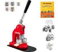VEVOR Red Button Maker Machine, 32 mm (1.25 inch) Badge Punch Press Kit, Children DIY Gifts Pin Maker, Button Making Supplies with 500pcs Button Parts & Circle Cutter & Magic Book