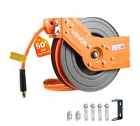 VEVOR Retractable Air Hose Reel, 3/8 Inch x 50 FT Hybrid Air Hose Max 300PSI, Auto Rewind Air-Compressor Hoses Reel with 5 ft Lead in, 180 Swivel Ceil