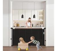 VEVOR Retractable Baby Gate, 870 mm Tall, Extends up to 1400 mm Wide, Retractable Gate for Kids or Pets, Mesh Material, Easy to Install for Indoor Stairs, Doorways, Hallways, Playrooms, Black