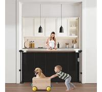 VEVOR Retractable Baby Gate, 870 mm Tall, Extends up to 1400 mm Wide, Retractable Gate for Kids or Pets, Mesh Material, Easy to Install for Indoor Stairs, Doorways, Hallways, Playrooms, Black