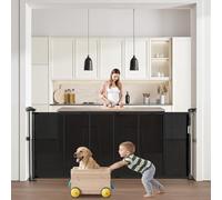 VEVOR Retractable Baby Gate, 870 mm Tall, Extends up to 1800 mm Wide, Retractable Gate for Kids or Pets, Mesh Material, Easy to Install for Indoor Stairs, Doorways, Hallways, Playrooms, Black