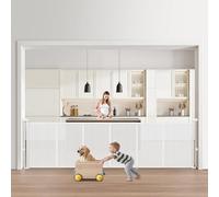 VEVOR Retractable Baby Gate, 870 mm Tall, Extends up to 2800 mm Wide, Retractable Gate for Kids or Pets, Mesh Material, Easy to Install for Indoor Stairs, Doorways, Hallways, Playrooms, White
