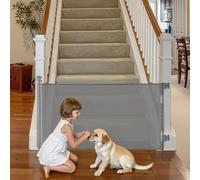 VEVOR Retractable Baby Gate, Extends to 1430 mm Wide, 795 mm Tall, with Security Lock, Easy to Use, Walk Through Without Tripping, Mesh Dog Gate for Stairs, Hallways, Indoor/Outdoor, Gray