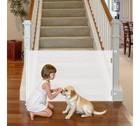 VEVOR Retractable Baby Gate, Extends to 1430 mm Wide, 795 mm Tall, with Security Lock, Easy to Use, Walk Through Without Tripping, Mesh Dog Gate for Stairs, Hallways, Indoor/Outdoor, White