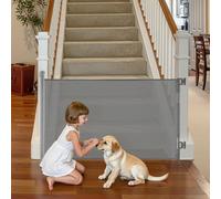 VEVOR Retractable Baby Gate, Extends to 1450 mm Wide, 980 mm Tall, with Security Lock, Easy to Use, Walk Through Without Tripping, Mesh Dog Gate for Stairs, Hallways, Indoor/Outdoor, Gray