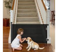 VEVOR Retractable Baby Gate, Extends to 1850 mm Wide, 795 mm Tall, with Security Lock, Easy to Use, Walk Through Without Tripping, Mesh Dog Gate for Stairs, Hallways, Indoor/Outdoor, Black