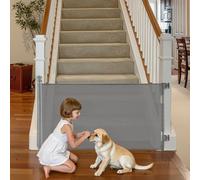 VEVOR Retractable Baby Gate, Extends to 1850 mm Wide, 795 mm Tall, with Security Lock, Easy to Use, Walk Through Without Tripping, Mesh Dog Gate for Stairs, Hallways, Indoor/Outdoor, Gray