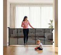 VEVOR Retractable Baby Gate, Extends to 3100 mm Extra Wide, 795 mm Tall, with Reinforced Fiberglass Strips, Avoids Crawling Through, Mesh Dog Gate for Decks, Doorways, Garages, Indoor, Black