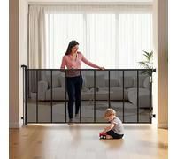 VEVOR Retractable Baby Gate, Extends to 4150 mm Extra Wide, 990 mm Tall, with Reinforced Fiberglass Strips, Avoids Crawling Through, Mesh Dog Gate for Decks, Doorways, Garages, Indoor, Black