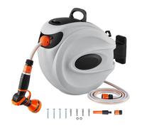 VEVOR Retractable Hose Reel Water Hose Reel 65.6'x1/2" 180 Swivel Wall-Mounted