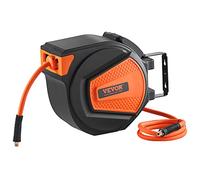VEVOR Retractable Hose Reel, 3/8 in x 50 FT Hybrid Hose Max 300PSI, Reel with 5 ft Lead in, Enclosed Ceiling/Wall Mount, 180° Swivel Mount