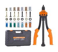 VEVOR Rivet Nut Tool, 14” Rivnut Tool Kit with 7 PCS Metric and SAE Mandrels, 70 PCS Assorted Rivet Nuts, 10-24, 1/4-20, M6, 5/16-18, M8, 3/8-16, M10, Rivet Nut Kit with Rugged Carrying Case