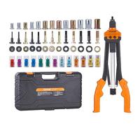 VEVOR Rivet Nut Tool, 16” Rivnut Tool Kit with 13PCS Metric and SAE Mandrels, 186PCS Rivet Nuts, M3, M4, 10-24, M5, M6, 1/4-20, 8-32, 5/16-18, M8, 3/8-16, M10, M12, 1/2-13, Semi-auto Retraction