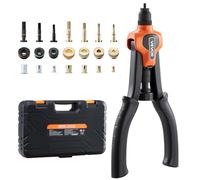 VEVOR Rivet Nut Tool Kit, 14-Inch Two-Handed Rivnut Tool Kit | with 7 Mandrels and 70 Nuts, Metric and SAE Size M6, M8, M10, 10-24, 1/4-20, 5/16-18, 3/8-16 UNC, with a Carrying Case, Auto