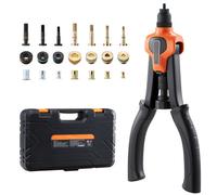 VEVOR Rivet Nut Tool Kit, 14-Inch Two-Handed Rivnut Tool Kit | with 7 Mandrels and 70 Nuts, Metric and SAE Size M6, M8, M10, 10-24, 1/4-20, 5/16-18, 3/8-16 UNC, with a Carrying Case, Auto