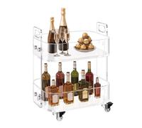 VEVOR Acrylic Table with Wheels, 2 Tiers Mobile Cart Table, Modern Rolling Acrylic Storage Desk, Clear Nightstand Side End Desk, for Living Room, Bedroom, Bar, Office, 30.5 x 41.6 x 48 cm (Clear)