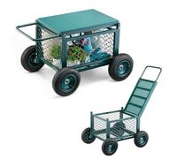 VEVOR Rolling Garden Cart with Seat, Metal Rolling Garden Work Seat with Wheels, Supports up to 400 LBS, Heavy Duty Gardening Cart Scooter, Outdoor Wagon & Stool on Wheels for Lawn, Patio, Backyard