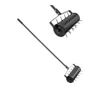 VEVOR Rolling Lawn Aerator, 18-inch Heavy-Duty Manual Rolling Aerator Lawn with Detachable Handle and 27 Iron Spikes, Rolling Lawn Aeration Tool for Garden Patio Yard Compacted Soils and Lawns, Black