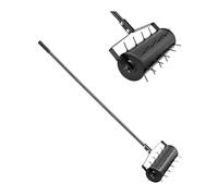 VEVOR Rolling Lawn Aerator, 18-inch Heavy-Duty Manual Rolling Aerator Lawn with Detachable Handle and 27 Iron Spikes, Rolling Lawn Aeration Tool for Garden Patio Yard Compacted Soils and Lawns, Black