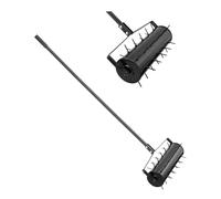VEVOR Rolling Lawn Aerator, 21-inch Heavy-Duty Manual Rolling Aerator Lawn with Detachable Handle and 33 Iron Spikes, Rolling Lawn Aeration Tool for Garden Patio Yard Compacted Soils and Lawns, Black