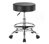 VEVOR Rolling Stool with Foot Rest and Wheels 450 LBS Weight Capacity Round Rolling Stool Chair Height Adjustable Thickened PU Leather Swivel Stool