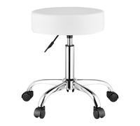 VEVOR Rolling Stool with Wheels, 450 LBS Weight Capacity Round Rolling Stool Chair, Height Adjustable Thickened PU Leather Swivel Stool for Salon, Spa, Massage, Tattoo, Clinic, White