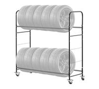 VEVOR Rolling Tire Storage Rack, 2-Shelf Tire Holder and Transport Trailer for Garage, Heavy-Duty Steel Tire Storage Cart with Wheel, Adjustable Height & Protective Cover, Hold up to 12 Standard Tires