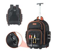 VEVOR Rolling Tool Backpack, 110 lbs Load Capacity, 45 Pockets Heavy Duty Roller Tool Bag on Wheels, Adjustable Telescoping Handle & Stable Base, Toolbag Organizers for Construction, Mechanic