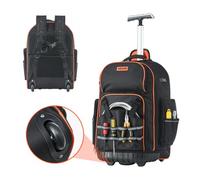 VEVOR Rolling Tool Backpack, 110 lbs Load Capacity, 72 Pockets Heavy Duty Roller Tool Bag on Wheels, Adjustable Telescoping Handle & Stable Base, Toolbag Organizers for Construction, Mechanic