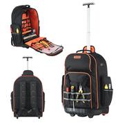 VEVOR Rolling Tool Backpack, 110 lbs Load Capacity, 72 Pockets Heavy Duty Roller Tool Bag on Wheels, Adjustable Telescoping Handle & Stable Base, Toolbag Organizers for Construction, Mechanic