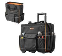 VEVOR Rolling Tool Bag, 110 lbs Load Capacity, 25 Pockets Heavy Duty Roller Tool Bag with Adjustable Telescoping Handle & Stable Base, Toolbag Organizers with Wheels for Electrician, Construction