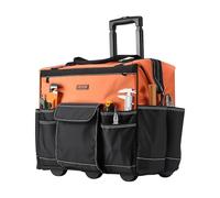 VEVOR Rolling Tool Bag, 110 lbs Load Capacity, 27 Pockets Heavy Duty Roller Tool Bag on Wheels, Adjustable Telescoping Handle & Stable Base, Toolbag Organizers with Wheels for Construction, Mechanic
