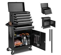 VEVOR Rolling Tool Chest, 2-in-1 Design, 5 Drawers Tool Cabinet Organizer with Detachable Top Metal Toolbox, Lock Bar, Protective Liner, and Tools Rack, Garage Storage Cabinet for Warehouse, Workshop