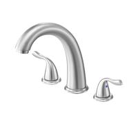 VEVOR Roman Tub Faucet, 3 Hole Waterfall Bathtub Faucet, Gooseneck Bath Tubs Faucets Set with 2 Handles, Deck Mount Bath Tub Faucets Set for Adult Bathing, Brushed Stainless Steel, High Arc Spout