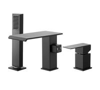 VEVOR Roman Tub Faucet, 3 Hole Waterfall Bathtub Faucet, Roman Bathtub Faucets Set with Shower Head & 1 Handle, Deck Mount Bath Tub Faucets Set for Adult Bathing, Matte Black, Dual Water Flow Options