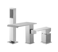 VEVOR Roman Tub Faucet, 3 Hole Waterfall Bathtub Faucet, Widespread Roman Tub Faucets with Shower Head & 1 Handle, Romans Bathtub Faucets for Pet Washing, Adult Bathing, Brushed Stainless Steel