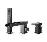 VEVOR Roman Tub Faucet, 3 Hole Waterfall Bathtub Faucet, Widespread Roman Tub Faucets with Shower Head & 1 Handle, Romans Bathtub Faucets for Pet Washing, Adult Bathing, Matte Black, Stainless Steel