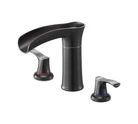 VEVOR Roman Tub Faucet, 3 Hole Waterfall Bathtub Faucet, Zinc Alloy Bath Tubs Faucets Set with 2 Handles, Deck Mount Bath Tub Faucets Set for Pet Washing, Adult Bathing, Oil-Rubbed Bronze, Drip-Free