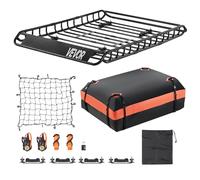 VEVOR Roof Rack Basket, 51 x 36 x 4.1 in, Universal Rooftop Cargo Carrier with 1120 x 870 x 260 mm Cargo Bag, Net, Ratchet Straps, 200 lbs Max Load Capacity Car Top Luggage Holder, for SUV Truck Car