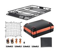 VEVOR Roof Rack Basket, 64 x 39 x 4.1 in, Universal Rooftop Cargo Carrier with 44.1 x 34.3 x 10.2 in Cargo Bag, Net, Ratchet Straps, 250 lbs Max Load Capacity Car Top Luggage Holder, for SUV Truck Car