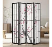 VEVOR Room Divider, 4 Panel Japanese Room Divider Screen, Wood Folding Privacy Screen Indoor, Japanese Partition Portable Decoration Dividers, for Room Separation Home Office Restaurant & Bedroom