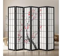 VEVOR Room Divider, 6 Panel Japanese Room Divider Screen, Wood Folding Privacy Screen Indoor, Japanese Partition Portable Decoration Dividers, for Room Separation Home Office Restaurant & Bedroom