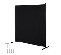 VEVOR Room Divider, Single Panel Room Divider, 6FT Privacy Screen Indoor, Partition Divider for Room Separation, Freestanding Room Divider Panel for Office, Bedroom, Black