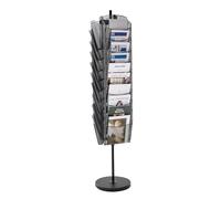 VEVOR Rotating Brochure Display Rack, 30 Pockets Mesh Magazine Literature Display Stand, Portable Floor Standing Magazine Rack, Metal Newspaper Catalog Holders for Shop Exhibitions Office Trade Show
