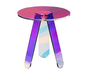 Vevor Round Iridescent Side Table, Acrylic End Table, Clear Rainbow Acrylic Coffee Table For Drink, Food, Snack